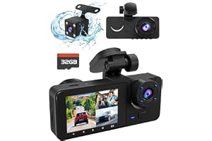 3 Channel Dash Cam,4K+1080P Dash Cam Front and Rear Inside, Dash Camera for Cars, Tri