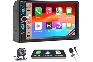 Double Din Car Stereo with 7" HD Touchscreen, Wireless Carplay & Android Auto, Double