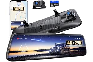 Pelsee S12 Native 4K + 2.5K Mirror Dash Cam, 64GB Card Included, GPS | 8MP Starlit Co