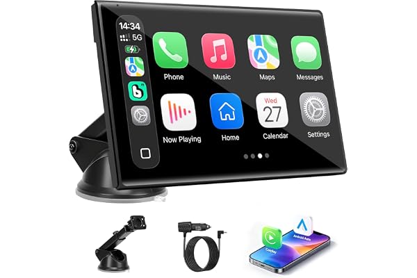 Carplay Screen for Car, 7 inch Wireless Carplay & Android Auto（Black） | Portable Touc