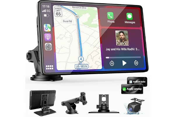 9" CarPlay Screen for Car, Wireless Apple CarPlay & Android Auto | with 1080P Backup 