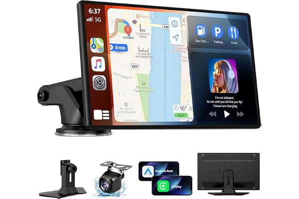 Wireless CarPlay Screen for Car, 9 Inch Portable Touchscreen for Apple CarPlay & Andr