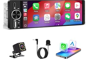 Single DIN Car Stereo with Wireless Apple CarPlay & Android Auto(Black) | 6.36" Touch