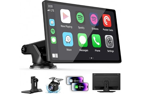 9" Wireless CarPlay Screen with Apple Car Play & Android Auto for Car, OTA Updates, B