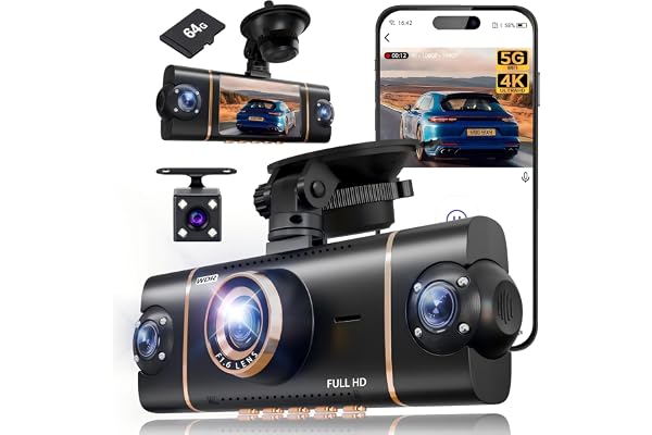 XYGCACO 4 Channel 360° Dash Cam Front and Rear, 4K+1080P*3 FHD Car Camera | 5GHz WiFi