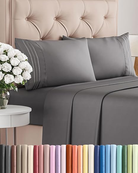 Queen Size 4 Piece Sheet Set - Breathable & Cooling Sheets