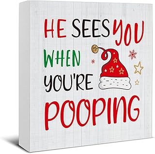 Christmas Bathroom Decorations Pooping Wooden